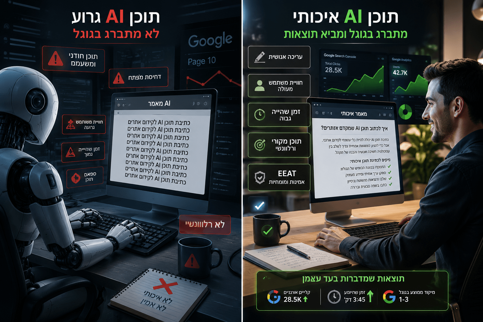 כתיבת תוכן AI בעברית - איך לגרום לתוכן להיראות אנושי?